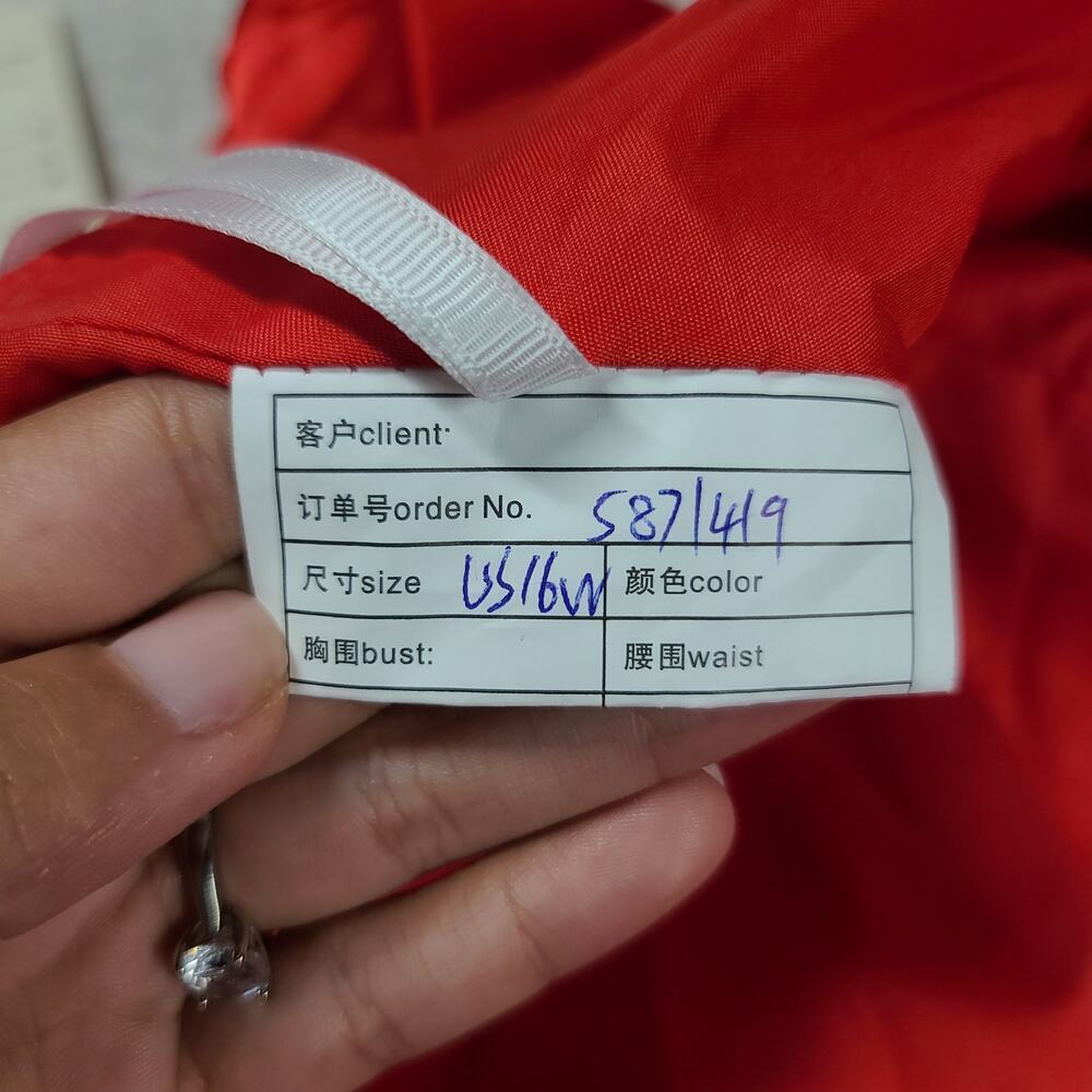 Satin Red halter pleated Elegant Maxi Gown Prom Sz 16W Formal Valentine's - Picture 11 of 13